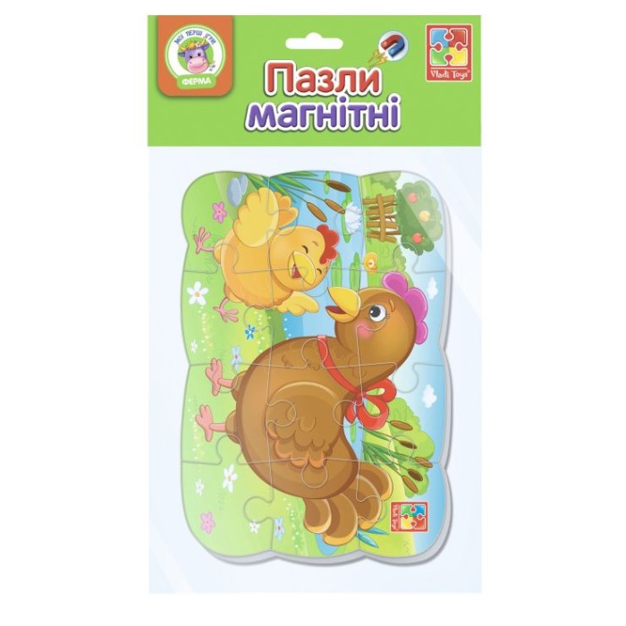 Пазли магнітні «Курочка та курча» А5 з 12 елементів, у пакеті 18х32 см, ТМ Vlady Toys