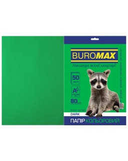 Бумага цветная «DARK», А4, 50 листов, 80 гр/м2, темно-зеленый, ТМ Buromax