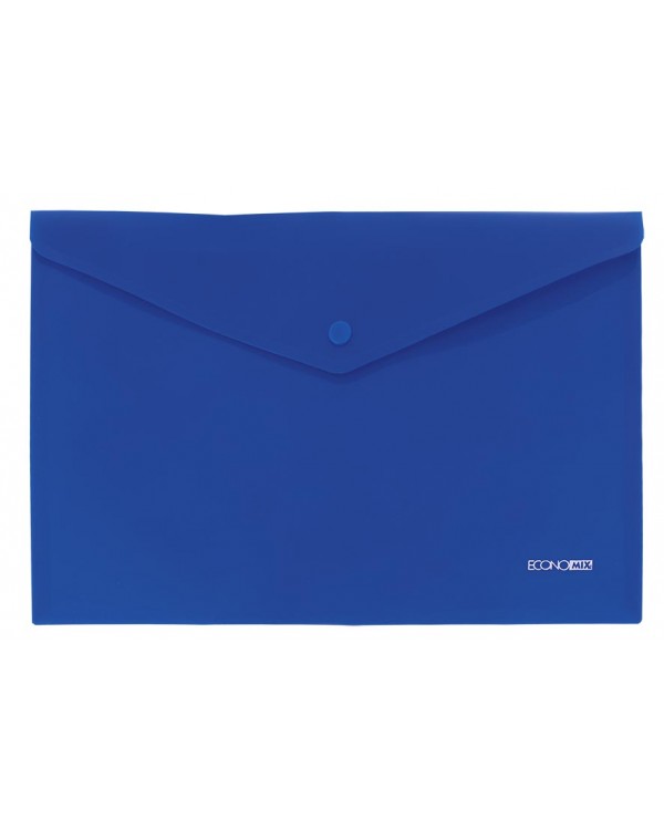 Папка - конверт на кнопке, А4, 180 мкм, непрозрачная, синяя, ТМ Economix