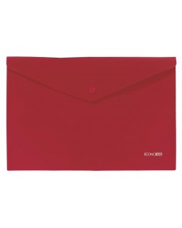 Папка - конверт на кнопці, А4, 180 мкм, непрозора, фактура «помаранч», червона, ТМ Economix