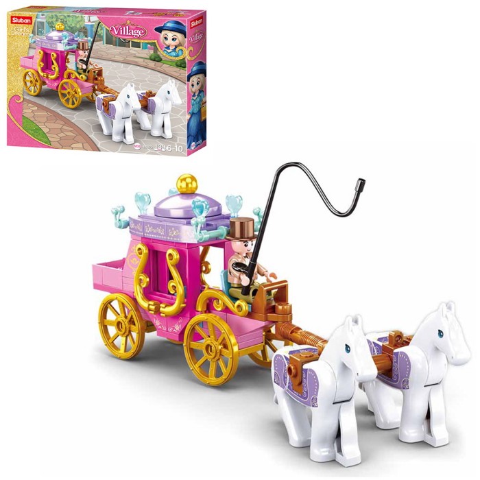 Конструктор «Карета з кіньми» на 139 деталей з фігуркою, у коробці 24х19х4,5 см, SLUBAN