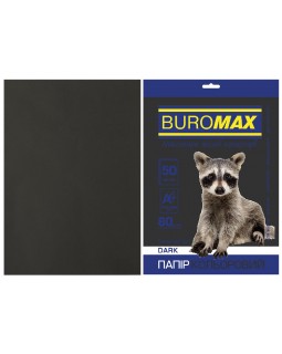 Папір кольоровий «DARK», А4, 50 аркушів, 80 гр/м2, чорний, ТМ Buromax