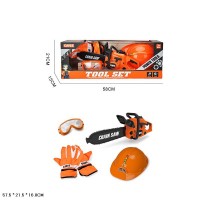 Набір інструментів, бензопила, маска, рукавички, шолом, у коробці 58х21х15 см