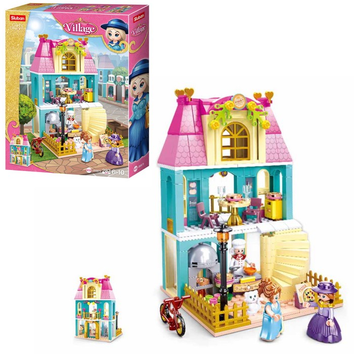 Конструктор «Кафе-піцерія» на 287 деталей з меблями та фігурка, у коробці 28,5х38х7 см, SLUBAN