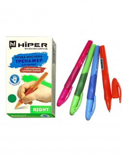 Ручка масляная, тренажер для правши, синяя, 0,7 мм, ТМ Hiper