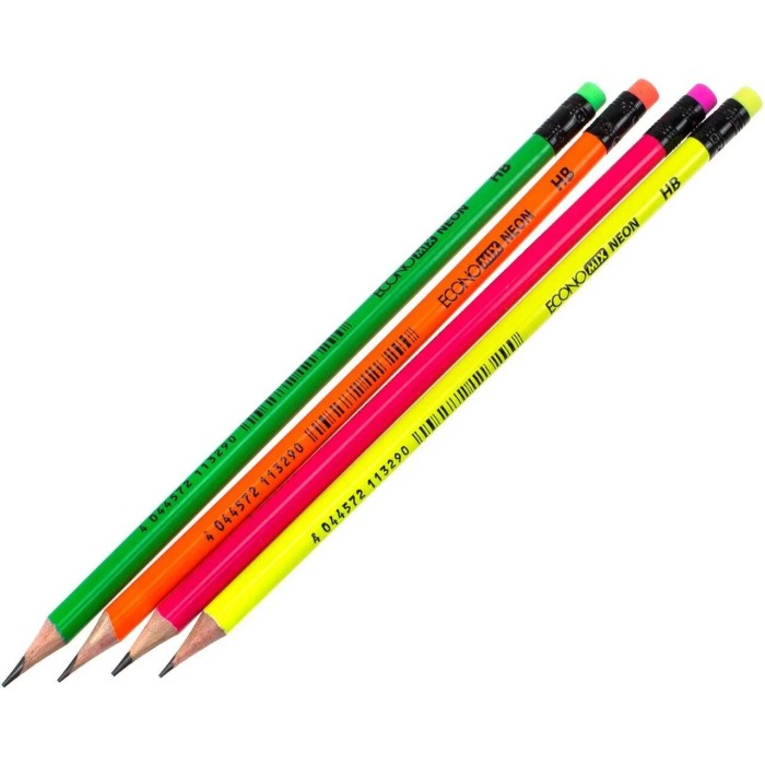 Олівець графітний «NEON», з гумкою, HB, в асортименті, ТМ Economix