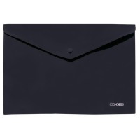 Папка - конверт на кнопці, А4, 180 мкм, непрозора, фактура «помаранч», чорна, ТМ Economix