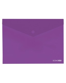 Папка - конверт на кнопке, А4, 180 мкм, непрозрачная, фактура «апельсин», фиолетовая, ТМ Economix