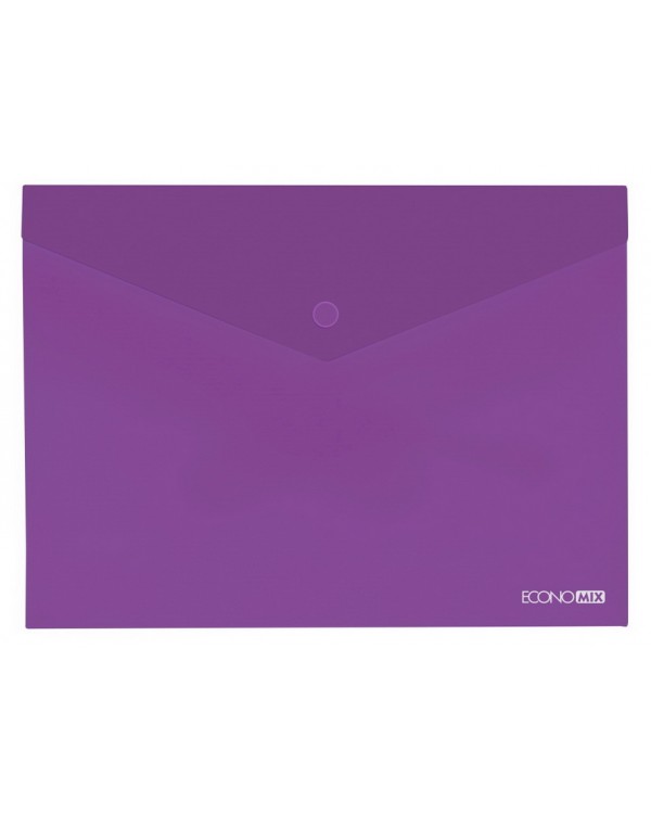 Папка - конверт на кнопці, А4, 180 мкм, непрозора, фактура «помаранч», фіолетова, ТМ Economix