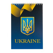 Блокнот «UKRAINE» А5 на 48 аркушів у клітинказ картонногю обкладинкою, спіраль зверху, синій, ТМ Buromax