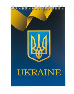 Блокнот «UKRAINE» А5, 48 аркушів, клітинка, спіраль зверху, картонна обкладинка, синій, ТМ Buromax
