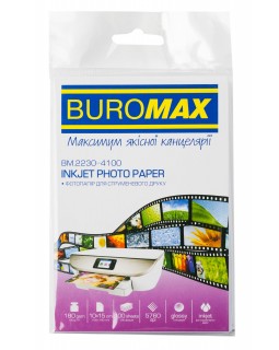 Фотопапір глянцевий, 10х15 см, 180 гр/м2, 100 аркушів,ТМ Buromax