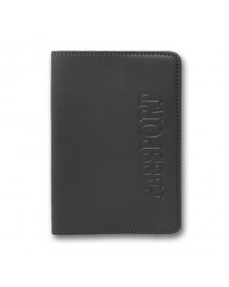 Обложка на паспорт, 100х135 мм, тиснение, скругленные углы, черная, экокожа, ТМ Brisk
