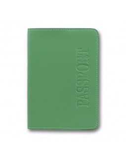 Обложка на паспорт 100 х 135 мм, эко кожа, тисн. укр., закругленные углы, зеленая