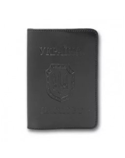 Обкладинка на паспорт, 100х135 мм, тиснення, заокруглені кути, чорна, екошкіра, ТМ Brisk
