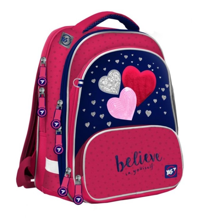 Рюкзак JUNO ULTRA «Heart beat» малиновий / синій, ТМ YES, S-30
