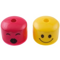 Чинка з контейнером «Смайлик» в асортименті, 12 шт. в дисплей боксі