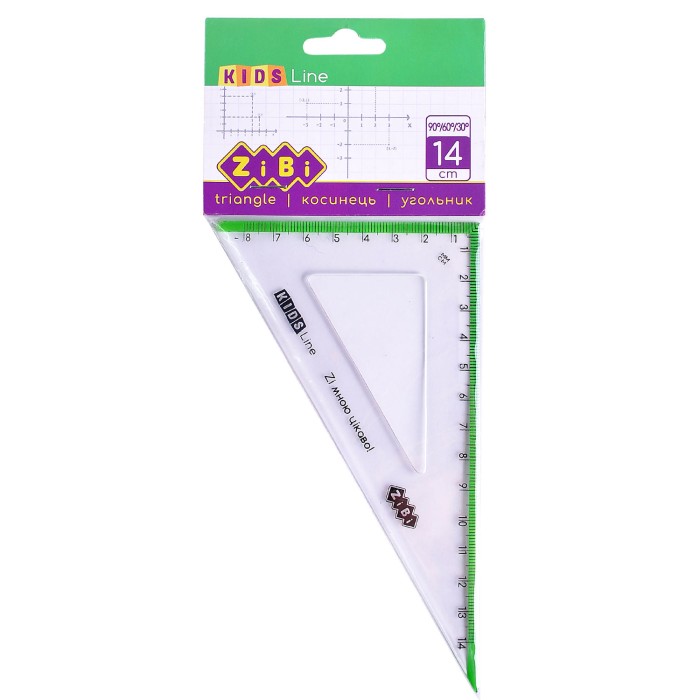 Трикутник 14 см з салатовою смужкою, у блістері, ТМ ZіBі