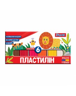 Пластилин 6 цветов «Zoo Land» 120 гр., Украина, ТМ 1 Вересня