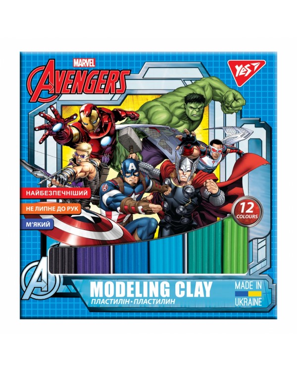 Пластилін 12 кольорів «Marvel.Avengers» 240 гр., Україна, ТМ YES