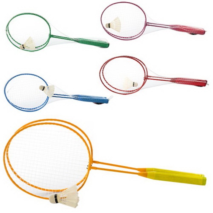 Бадмінтон залізний: 2 ракетки по 56,5 см та волан, в асортименті, у сітці 56,5х20,5х4,5 см