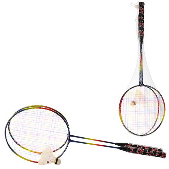 Набір для бадмінтону: 2 залізні ракетки по 61,5 см та волан, в асортименті, у сітці 61,5х21,5х4,5 см