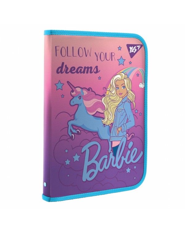 Папка факультативная на молнии с внутренним карманом, пластиковая, FC «Barbie» ТМ YES
