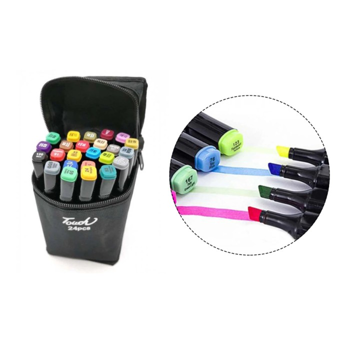 Набір скетч маркерів на 24 кольорів двосторонні, у чохлі, ТМ Leader