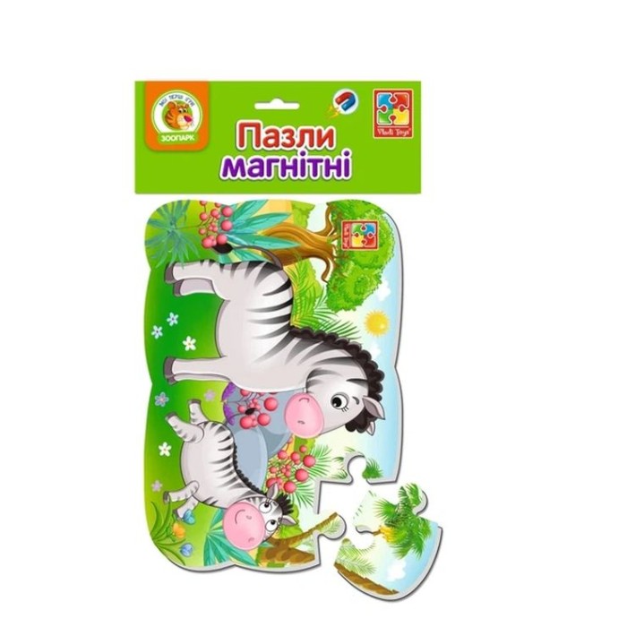 Пазли магнітні «Малюк зможе. Зебрики» на 12 елементів, ТМ Vladi Toys