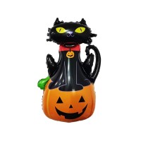 Кульки фольговані «Кіт над гарбузом, Хеллоуїн» 97х68 см