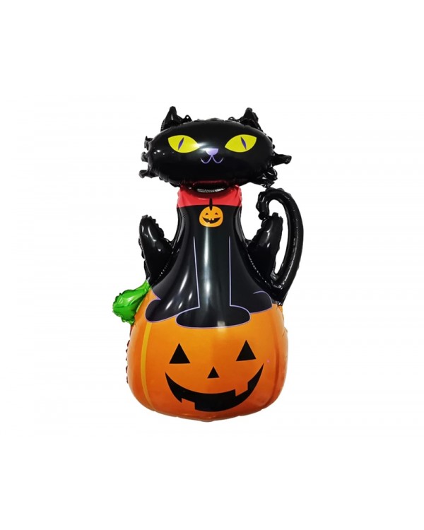 Шарики фольгированные «Кот над тыквой, Хэллоуин» 97х68 см, 10 шт в упаковке