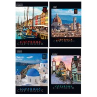 Блокнот «Міста Європи», А5, 72 аркуші, клітинка, тв. палітурка, ламінована обкл., в асортименті