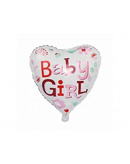 Шарики фольгированные, сердце «Baby girl» диаметр 18, 10 штук в упаковке