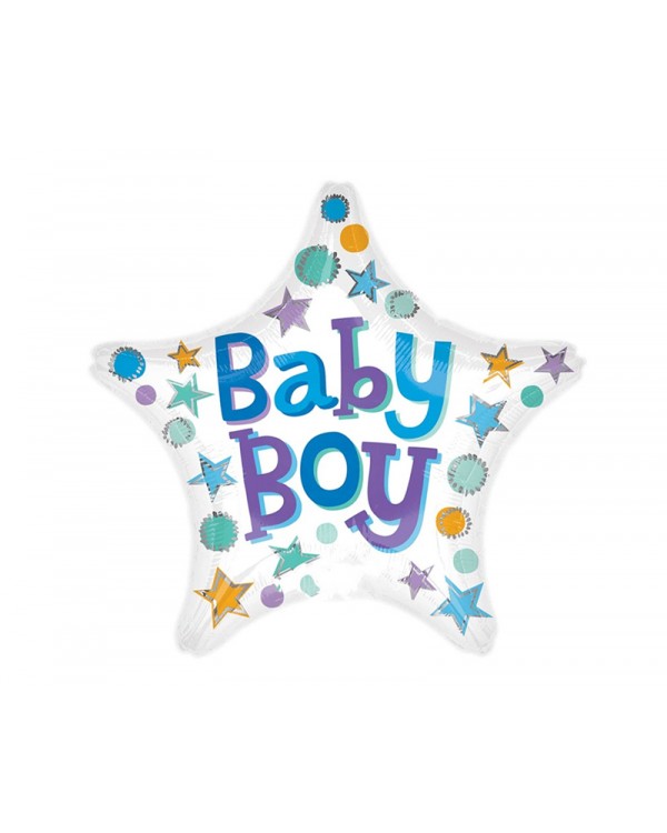 Шарики фольгированные, звезда «Baby boy» диаметр 18, 10 штук в упаковке