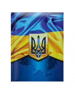 Блокнот А5, 80 листов, в клетку, ламинированная, глянцевая обл. с поролоном, темно - синий «UKRAINE»